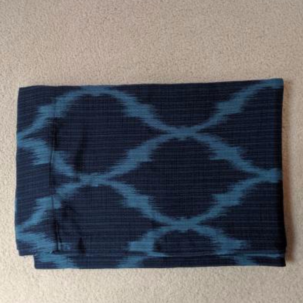 navy and turquoise ikat curtains - set of 4